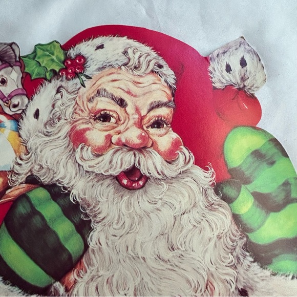 Vintage Santa & bag of toys Christmas large 22” Diecut made in USA doubl… - Picture 4 of 9